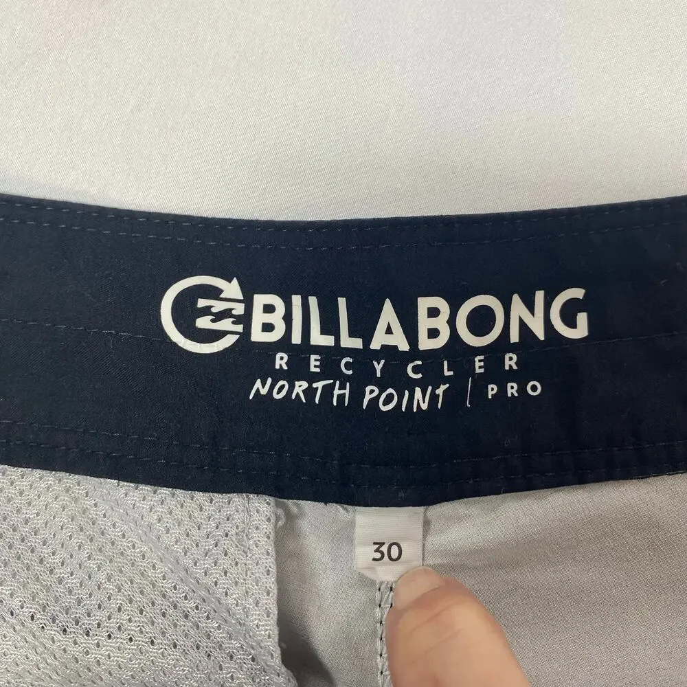Billabong North Point Board Shorts 30 • Black/Gray Gradient • Teal Trim